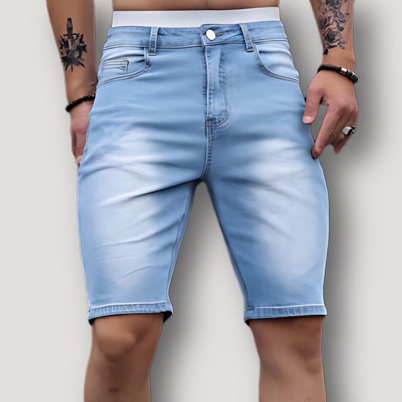 Faded Washed Skinny Stretch Summer Denim Shorts Guys