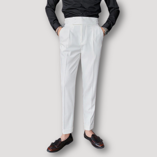 Casual Business Double Button High Waist Pants for Men