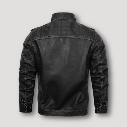 Stand Collar Black Leather Motorcycle Jacket Australia