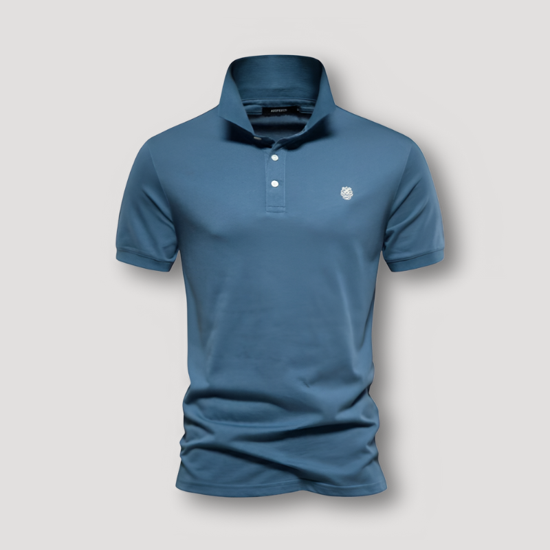 Solid Short Sleeve Slim Fit Polo Shirt on Men