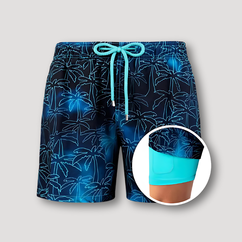 2 in 1 Summer Beachwear Swim Trunks Board Shorts for Men