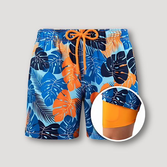 2 in 1 Summer Beachwear Swim Trunks Board Shorts for Men