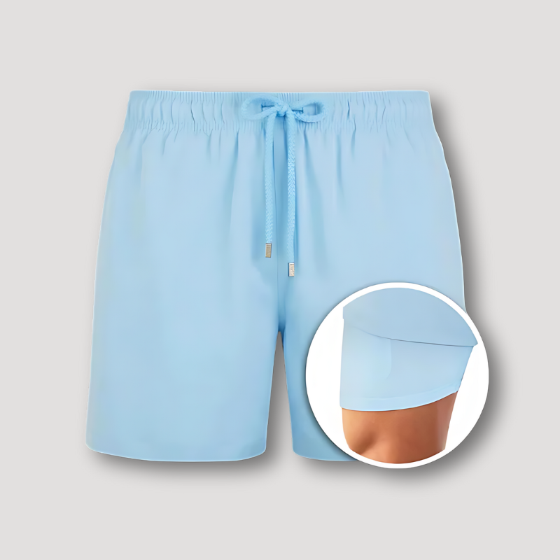 2 in 1 Summer Beachwear Swim Trunks Board Shorts for Men