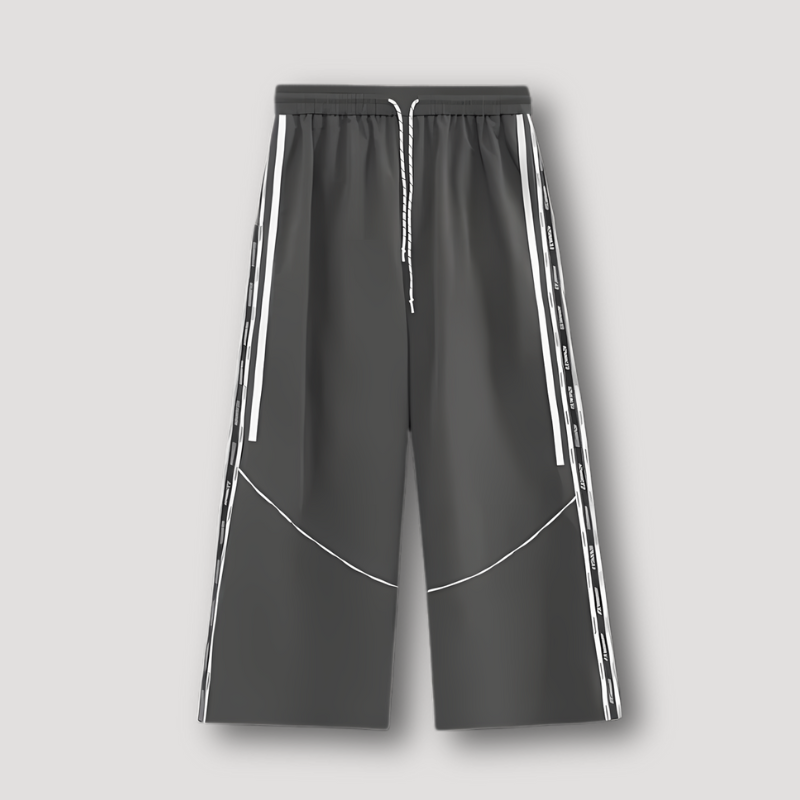 Retro Track Pants Side Stripe Elastic Waist Wide Leg Pants Man