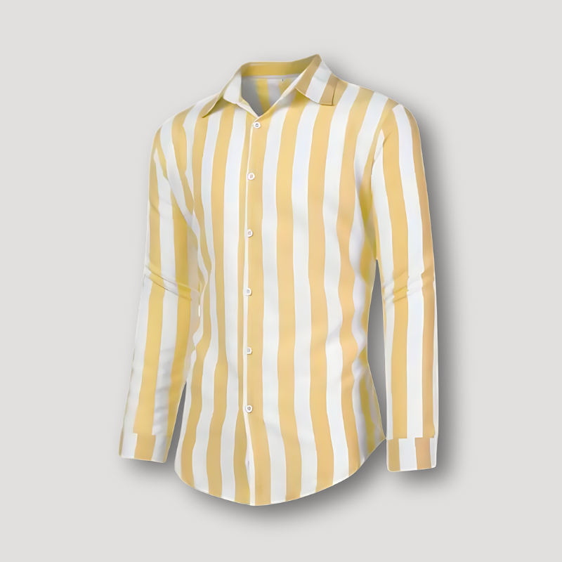 Casual Vertical Stripe Long Sleeve Button Up Shirt for Men