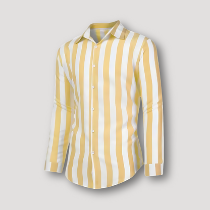 Casual Vertical Stripe Long Sleeve Button Up Shirt for Men