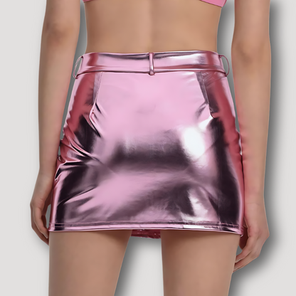 High Waisted Patent Leather Mini Skirt