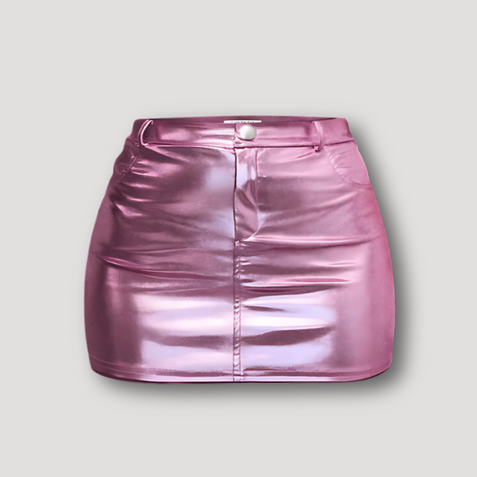 High Waisted Patent Leather Mini Skirt