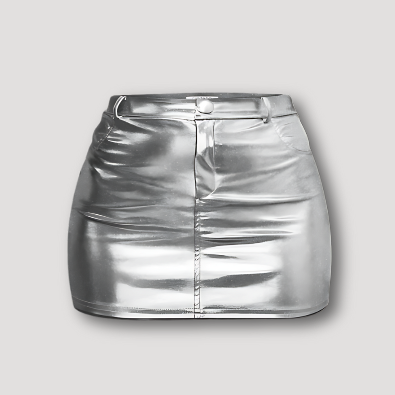 High Waisted Patent Leather Mini Skirt