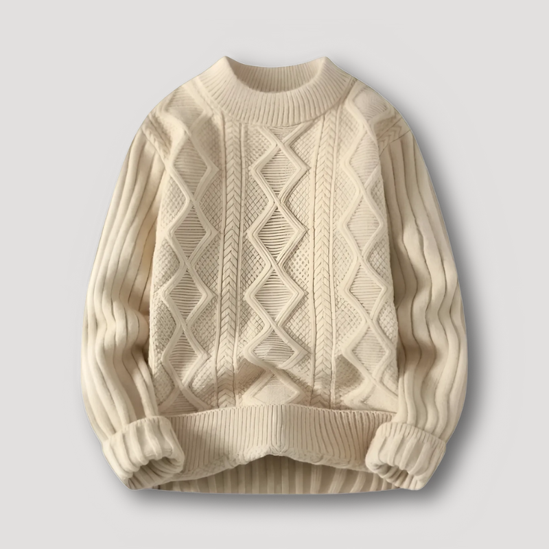 Round Neck Women Cable Knit Sweater