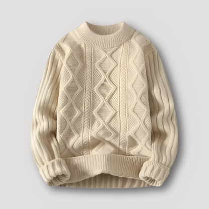 Round Neck Women Cable Knit Sweater