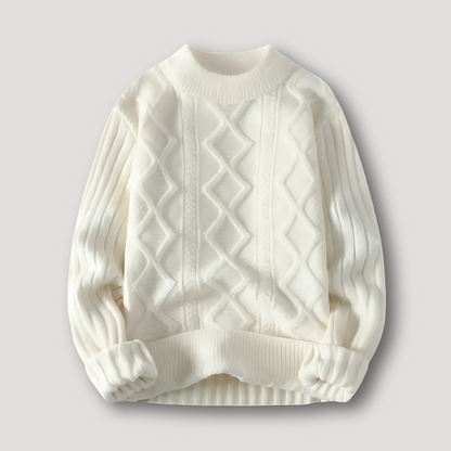 Round Neck Women Cable Knit Sweater