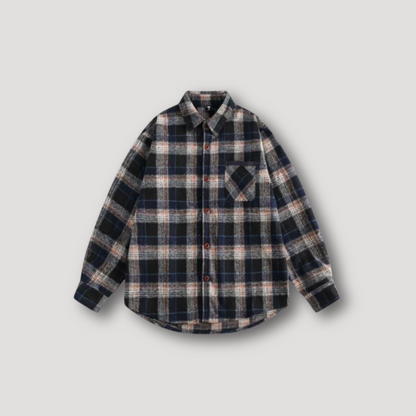 Vintage Button Up Check Shirts Men