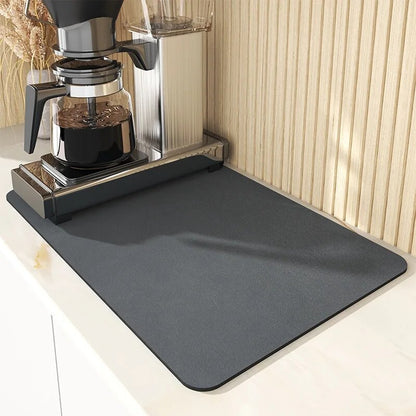 Premium Absorbent Draining Mat - Quick-Dry Microfiber, Non-Slip, Grey, Kitchen Essential