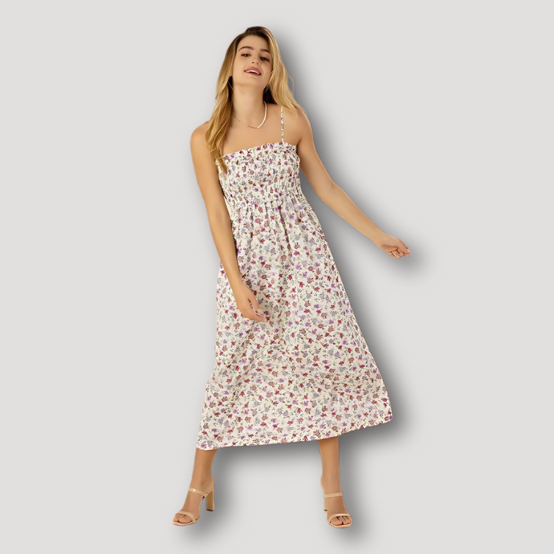 Spaghetti Strap Smocked Floral Maxi Dress Australia