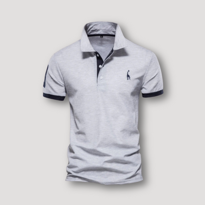 Color Blocked Deer Embroidered Short Sleeve Polo Shirts on Men