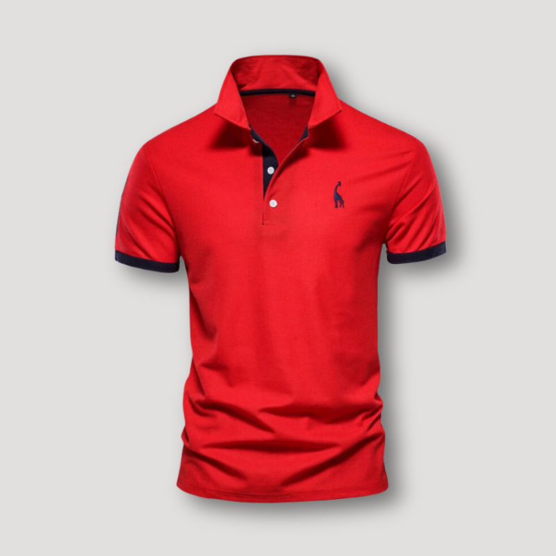 Color Blocked Deer Embroidered Short Sleeve Polo Shirts on Men