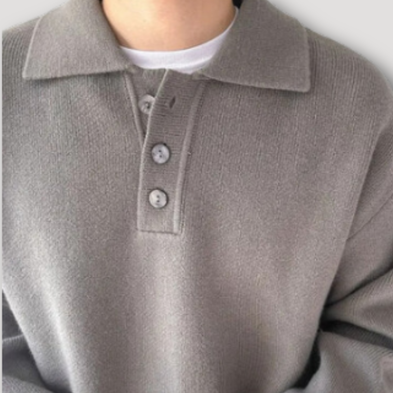 Long Sleeve Knit Polo Sweater