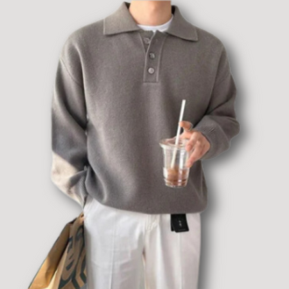 Long Sleeve Knit Polo Sweater