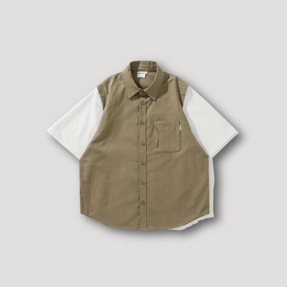 Two Tone Splice Button Up Shirts Men's