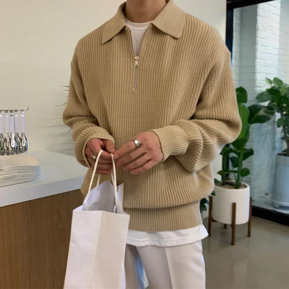 Ribbed Knit Quarter Zip Sweater in Australia