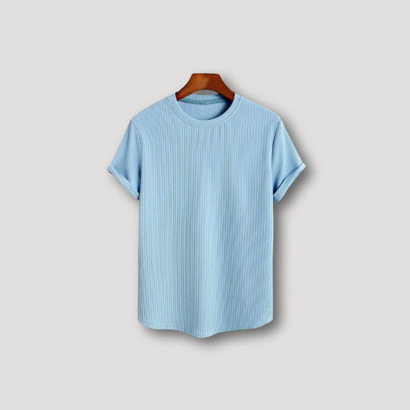 Ribbed Knitted T Shirt Short Sleeve