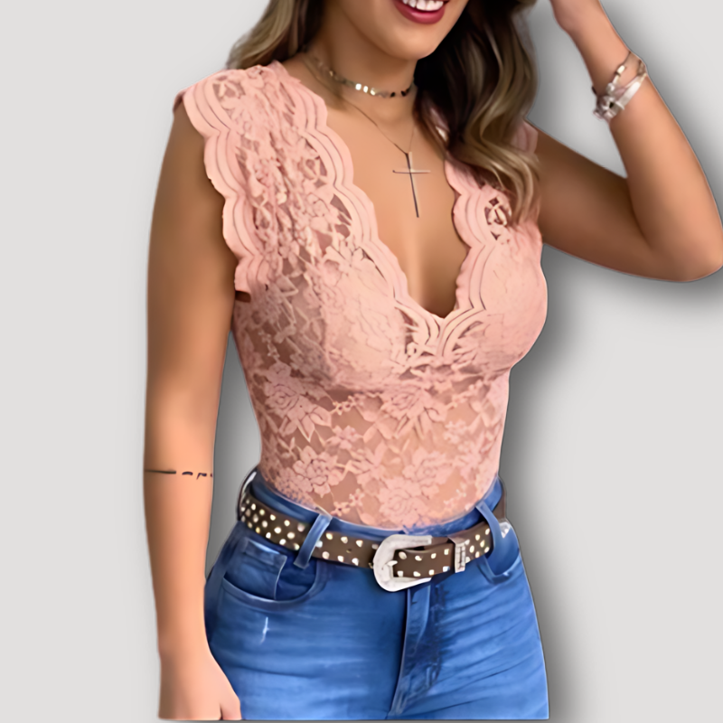 Floral Lace Sheer Sexy Tank Tops Cap Sleeve Slim Fitted Blouse Women