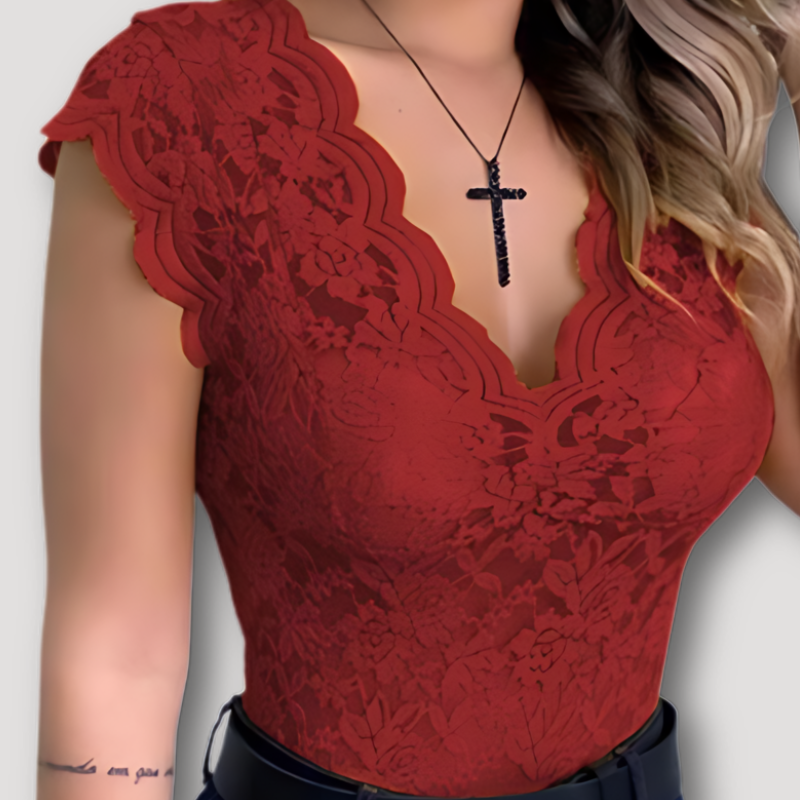 Floral Lace Sheer Sexy Tank Tops Cap Sleeve Slim Fitted Blouse Women