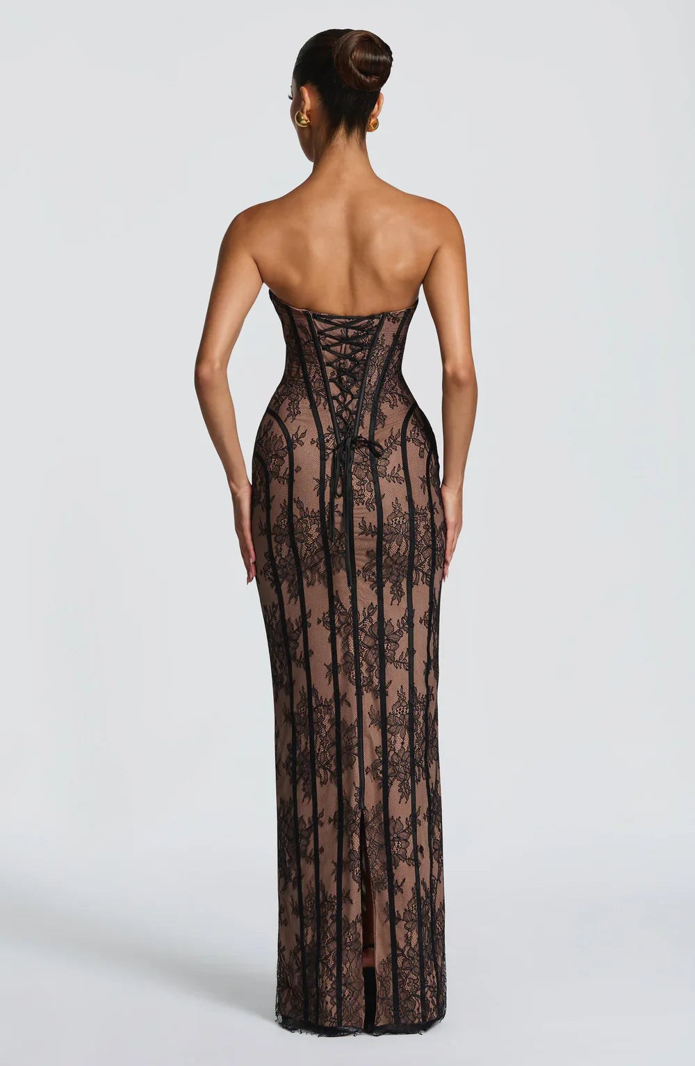 Off Shoulder Lace Maxi Dress Women – Sweetheart Neck – Burgundy Bodycon Evening Dress