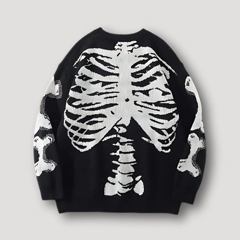 Human Skeleton Graphic Knit Sweater Men