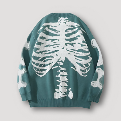 Human Skeleton Graphic Knit Sweater Men