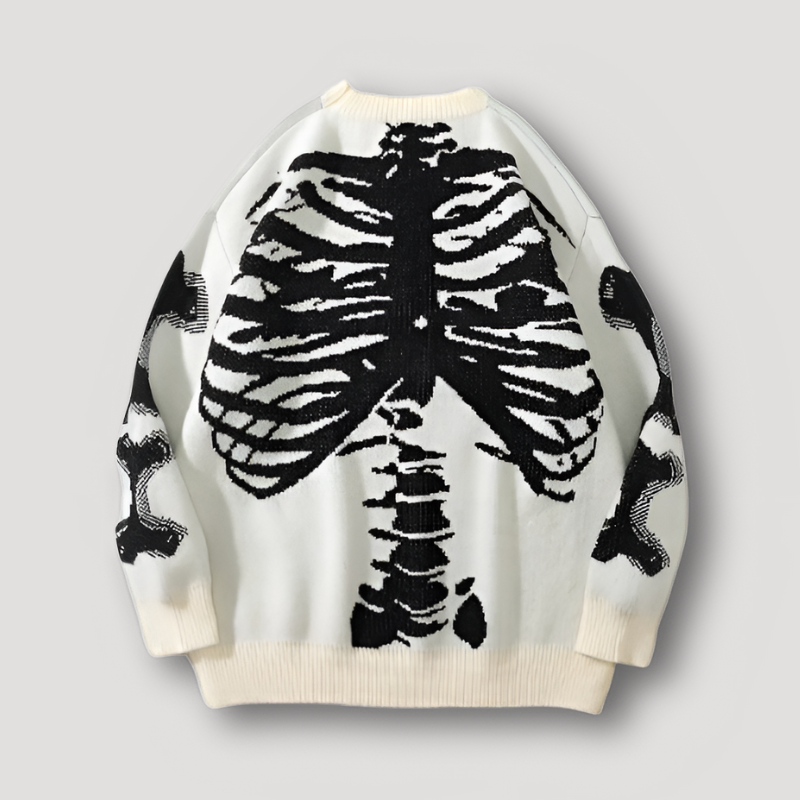 Human Skeleton Graphic Knit Sweater Men