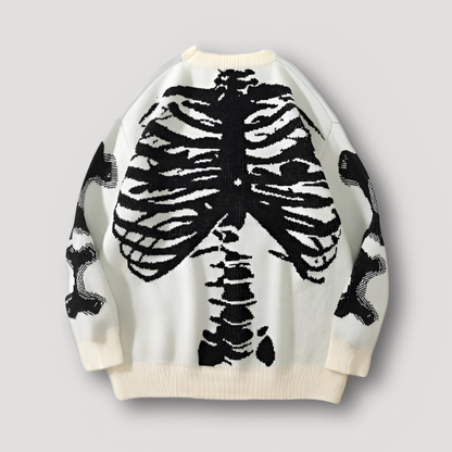 Human Skeleton Graphic Knit Sweater Men