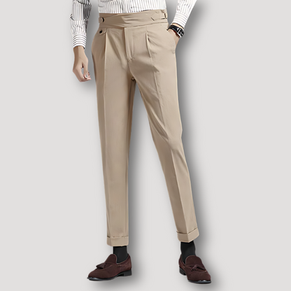 Casual Business Slim Fit Pleated Chino Pants Man