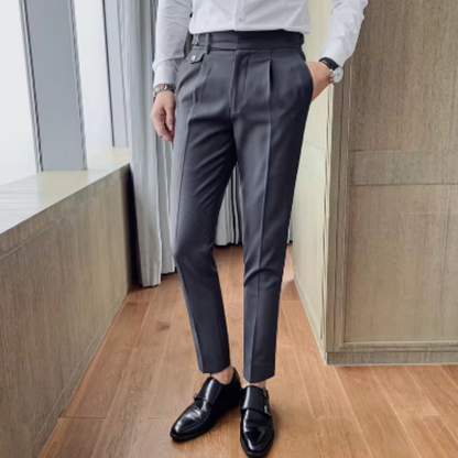 Casual Business Slim Fit Pleated Chino Pants Man