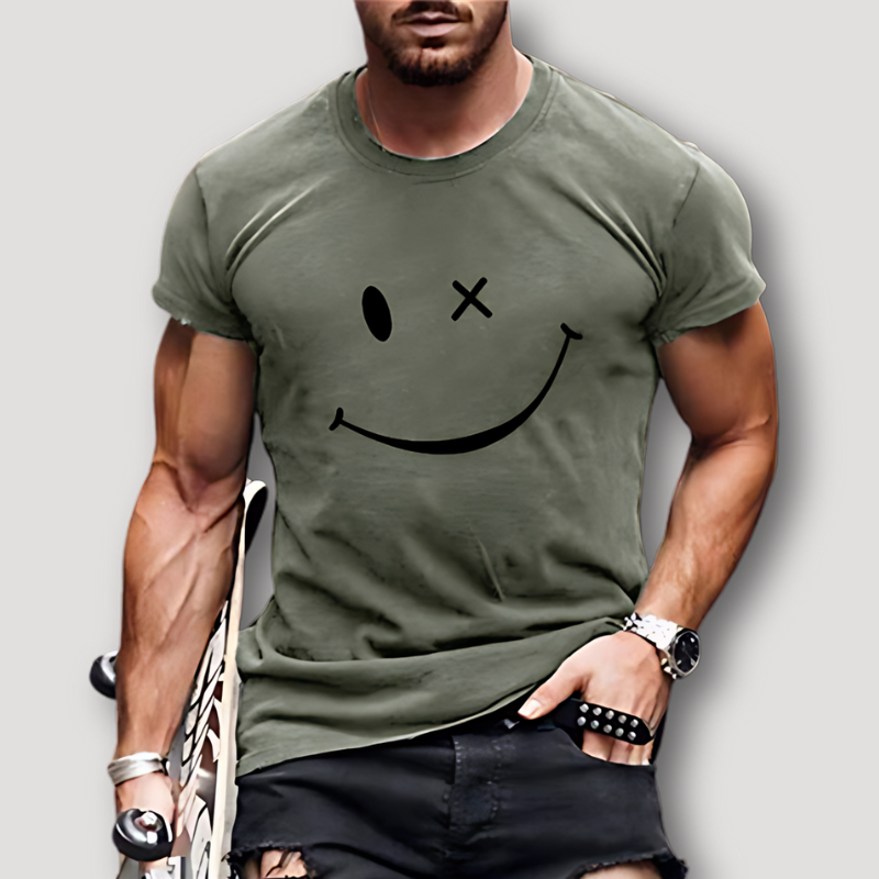 Smiley Face Graphic Tees Slim Fit T Shirt