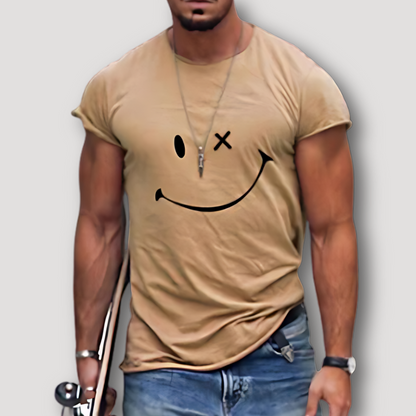 Smiley Face Graphic Tees Slim Fit T Shirt