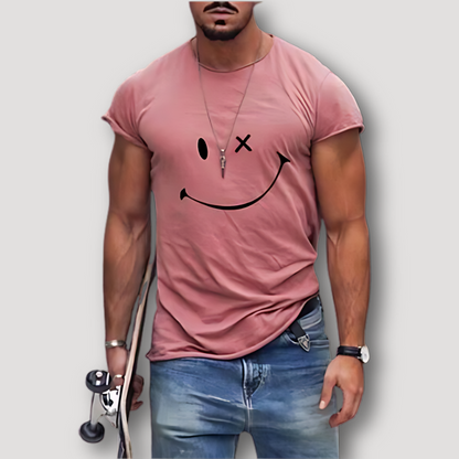 Smiley Face Graphic Tees Slim Fit T Shirt