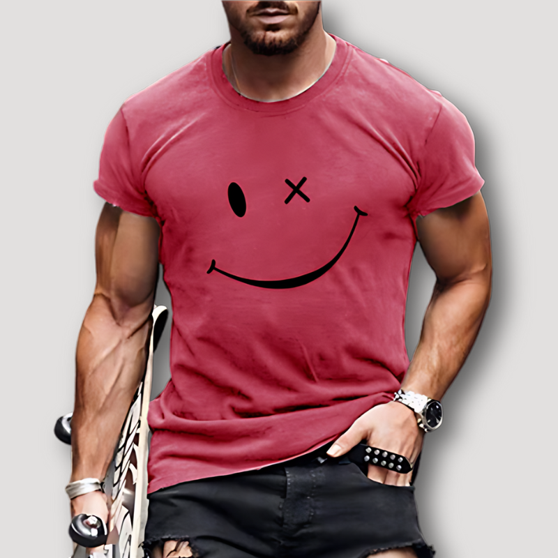 Smiley Face Graphic Tees Slim Fit T Shirt