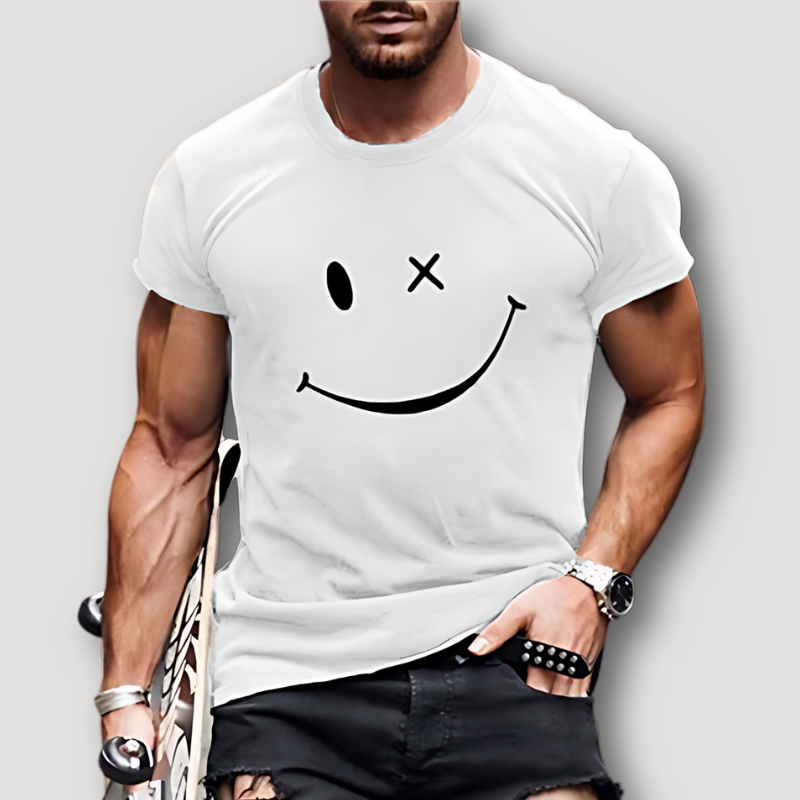 Smiley Face Graphic Tees Slim Fit T Shirt