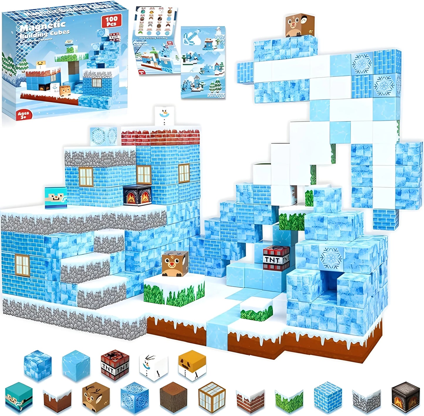 Minecraft Magnetic Building Blocks – 100 pcs – Magnetic blocks – Children's toys 3+