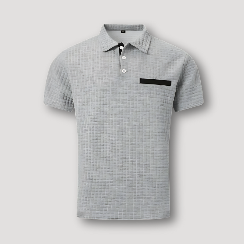 Waffle Knit Solid Short Sleeve Slim Fit Polo Shirts on Men