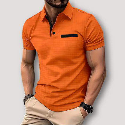 Waffle Knit Solid Short Sleeve Slim Fit Polo Shirts on Men