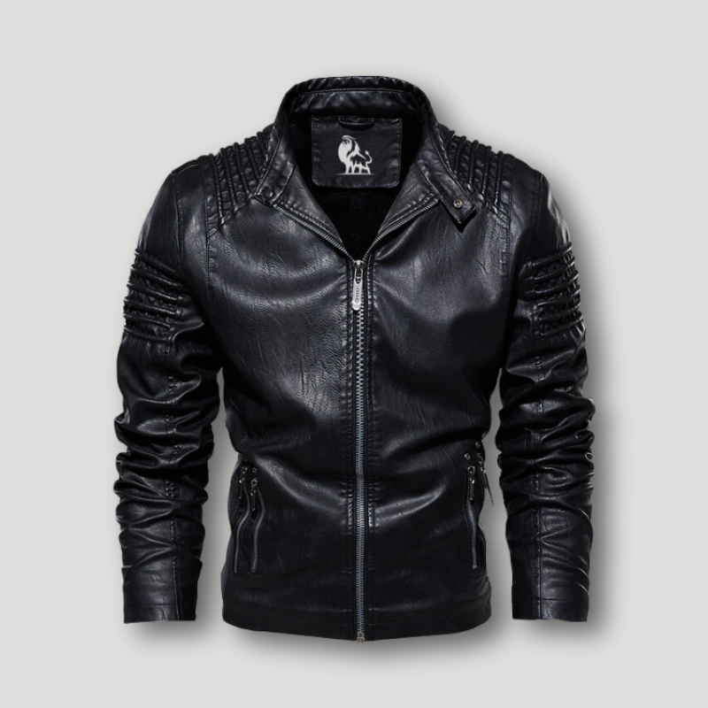 Vintage Ridge Design Zip Up Leather Jackets on Sale Mens