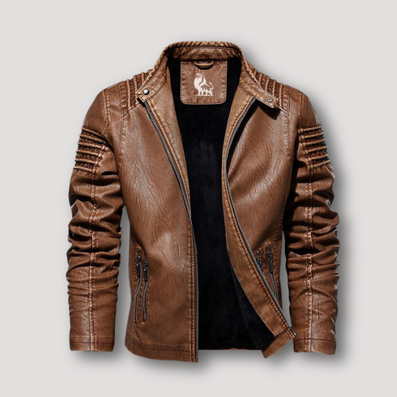 Vintage Ridge Design Zip Up Leather Jackets on Sale Mens