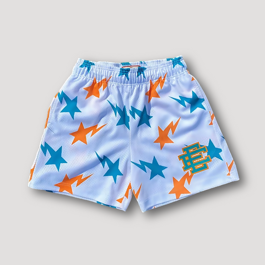 Lightning Star Graphic Prints Sporty Beach Mesh Summer Shorts