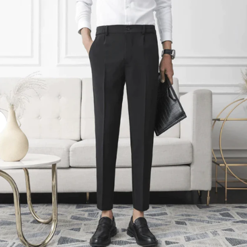 Men Slim Fit High Waisted Formal Pants