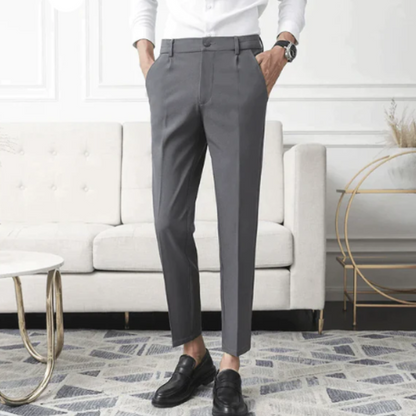 Men Slim Fit High Waisted Formal Pants