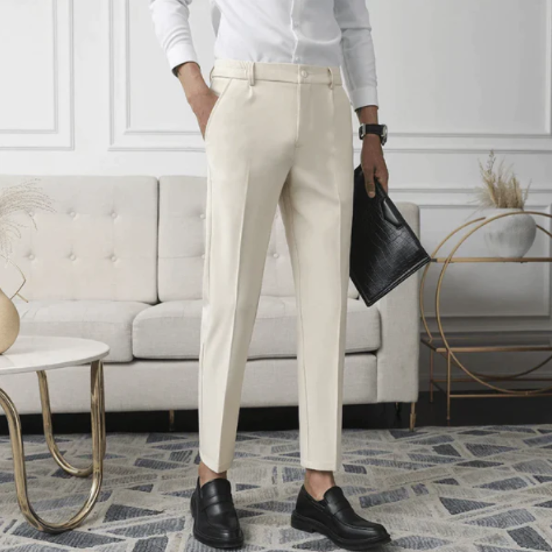 Men Slim Fit High Waisted Formal Pants