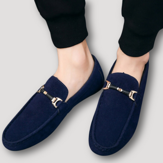 Casual Blue Suede Loafers for Men